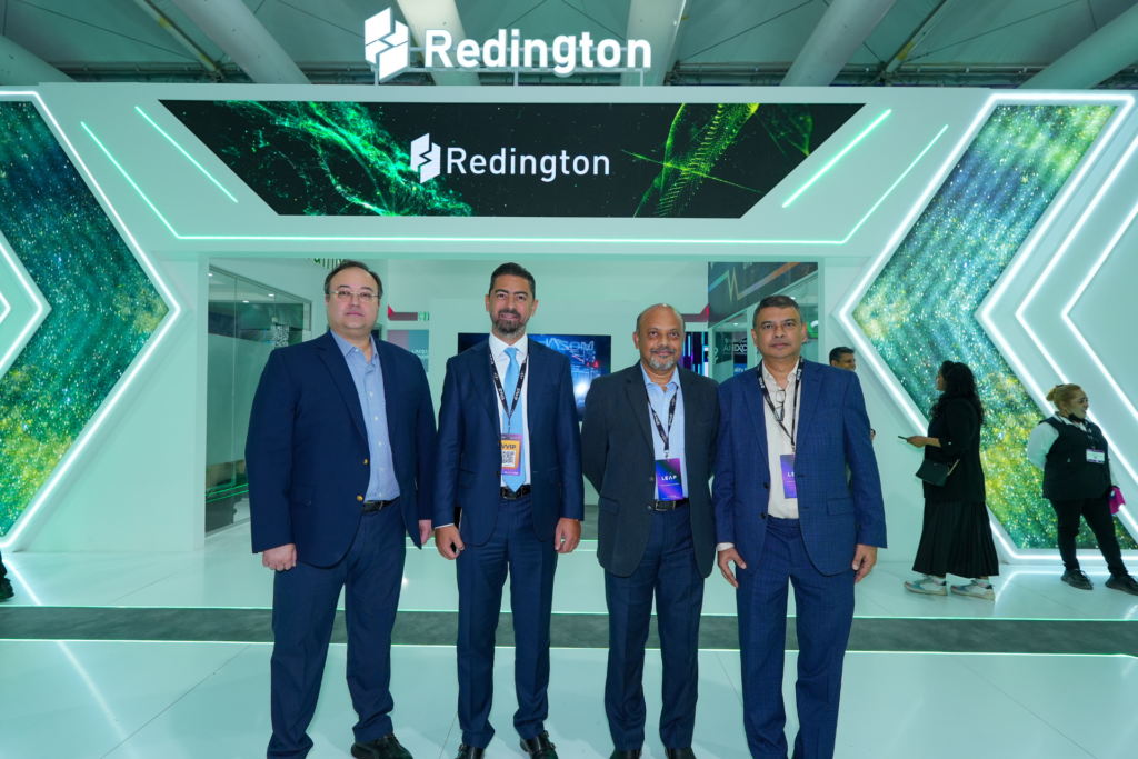 Redington Leadership at LEAP 2026: (L-R) Serkan Kutlu, Global Chief Strategy Officer; Rawad Ayash, President, Saudi Arabia; Ramesh Natarajan, CEO, India & Middle East, and V. S Hariharan, MD and Group CEO